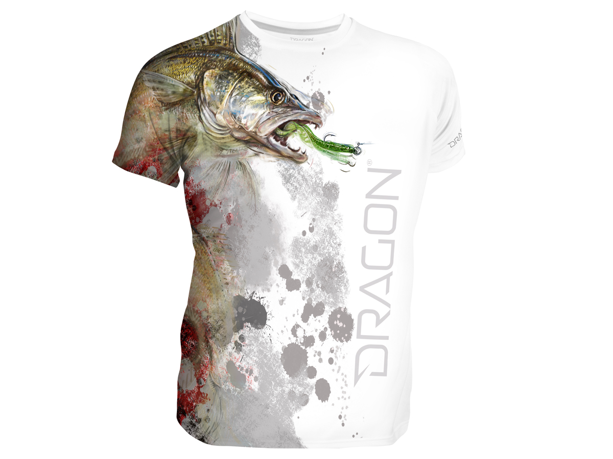 DRAGON T-SHIRT HELLS ANGLERS BREATHABLE ClimaDRY PIKE PERCH ZANDER UK LURES 