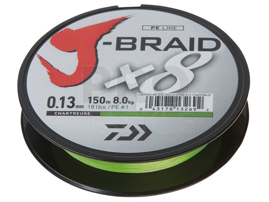 Braid Daiwa J-Braid X8 8 Brins - 300 M, PE.4, Diamètre 0,28 Mm, Résistance 26,5 Kg, Multicolore