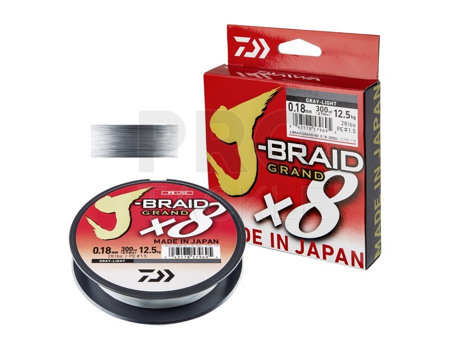 Daiwa Braided lines J-Braid Grand X8 - light grey - Braided lines -  PROTACKLESHOP