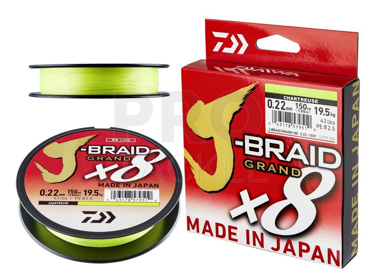 Daiwa Braided lines J-Braid Grand X8 Chartreuse - Braided lines -  PROTACKLESHOP