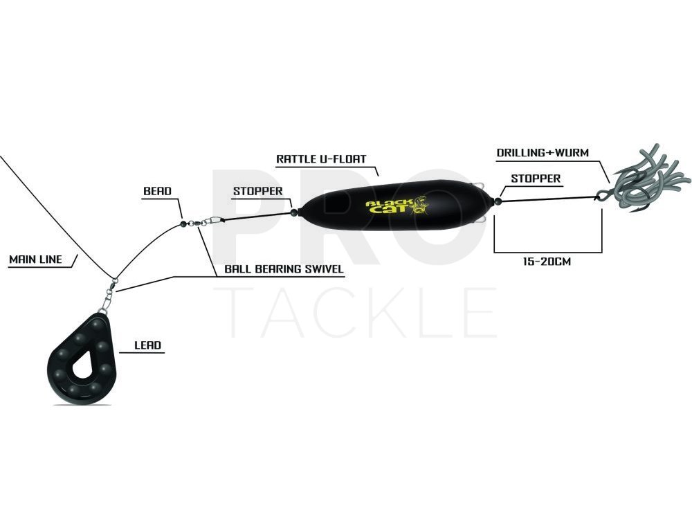 Black Cat Catfish Rattle U-Float - Catfish Floats - PROTACKLESHOP