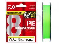 Braid Line Daiwa UVF PE Dura Sensor X8 + Si2 Lime Green150m #0.6