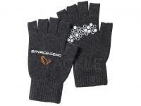 Gloves Savage Gear Knitted Half Finger Glove Dark Grey Melange - XL