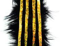 Hareline Bling Rabbit Strips - Black with Holo Gold Accent