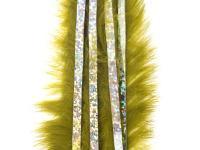 Hareline Bling Rabbit Strips - Olive with Holo Silver Accent