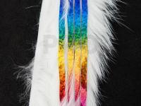 Hareline Bling Rabbit Strips - White with Holo Rainbow Accent