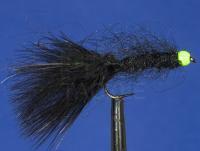 Fly Black Leech Chartreuse Head  no. 8