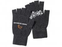 Gloves Savage Gear Knitted Half Finger Glove Dark Grey Melange - XL