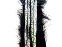 Hareline Bling Rabbit Strips - Black with Holo Silver Accent