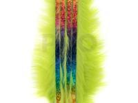 Hareline Bling Rabbit Strips - Chartreuse with Holo Rainbow Accent